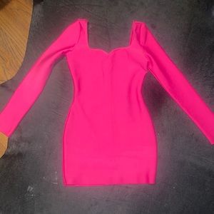 Superdown hot pink mini dress long sleeve